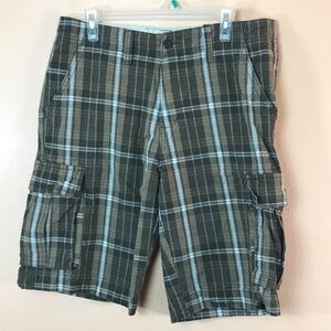 Old Navy Brown Plaid Cotton Cargo Shorts Men 34